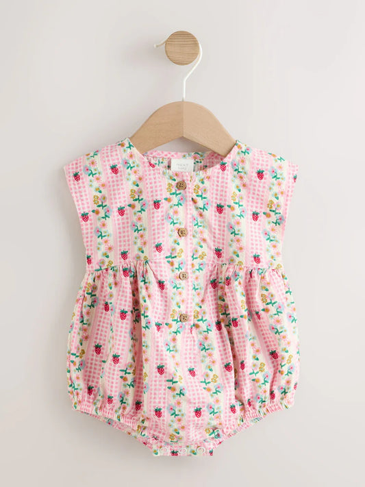 Pink Floral Bloomer Baby Romper (0mths-2yrs)