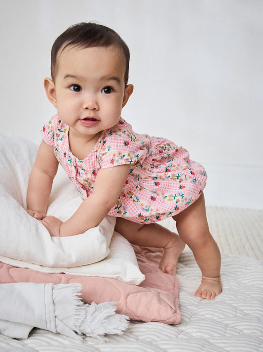 Pink Floral Bloomer Baby Romper (0mths-2yrs)