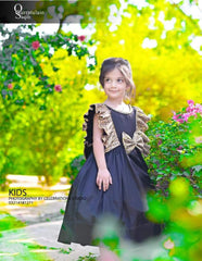 Short Frock Based On Katan Gold Seq And Butterfly Lace Enhan | Frocks | QS STUDIO