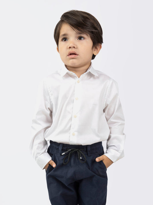 White Satin Formal Kids Shirt Brumano Pakistan