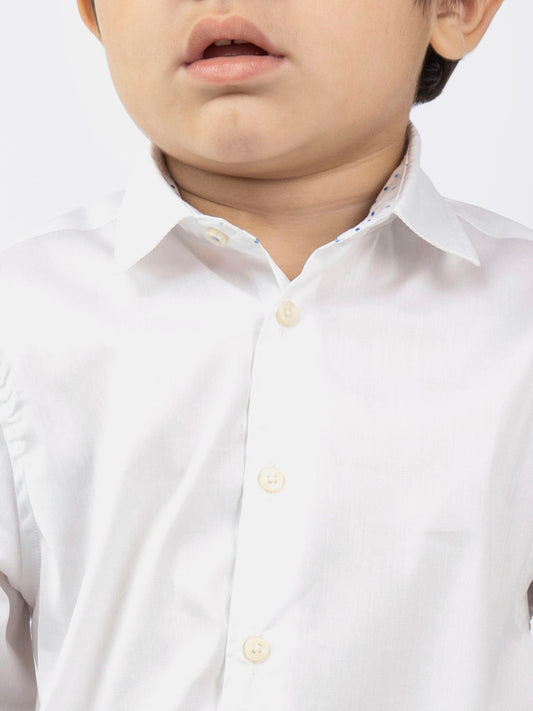 White Satin Formal Kids Shirt Brumano Pakistan