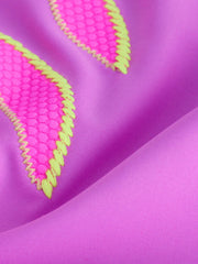 Purple Palm Applique Strappy Ruched Swimsuit (3-16yrs)