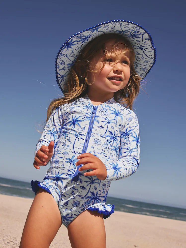 Blue Palm Sunsafe Long Sleeve Swimsuit (3mths-7yrs)