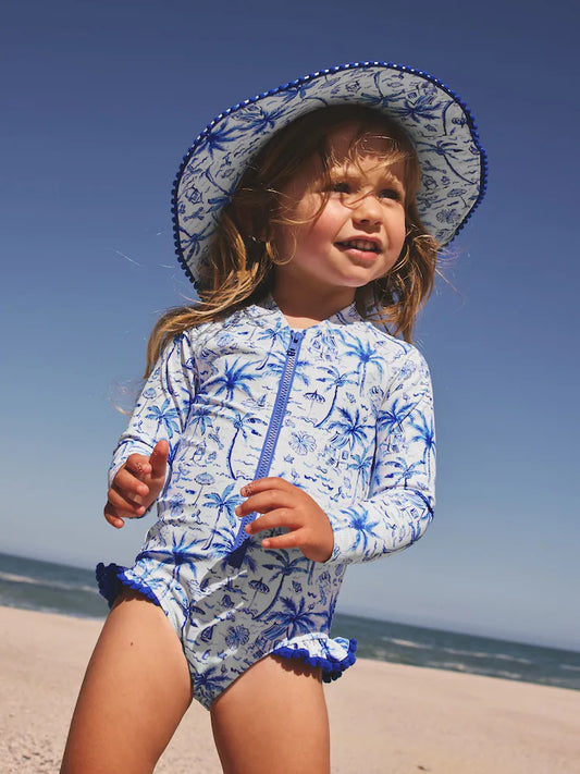 Blue Palm Sunsafe Long Sleeve Swimsuit (3mths-7yrs)