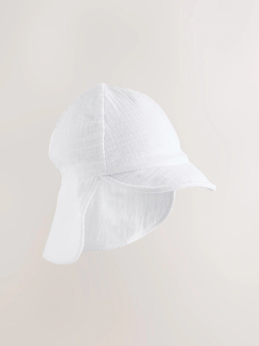 White Crinkle Legionnaire Baby Hat