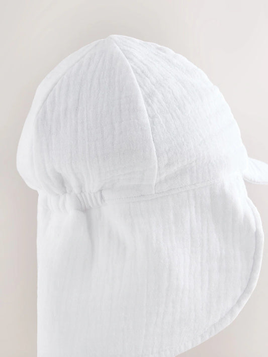 White Crinkle Legionnaire Baby Hat