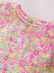 Pink Flower Rib Top and Leggings Baby Set 2 Piece (0mths-2yrs)