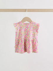 Pink Flower Rib Top and Leggings Baby Set 2 Piece (0mths-2yrs)