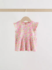 Pink Flower Rib Top and Leggings Baby Set 2 Piece (0mths-2yrs)