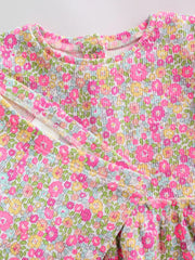 Pink Flower Rib Top and Leggings Baby Set 2 Piece (0mths-2yrs)