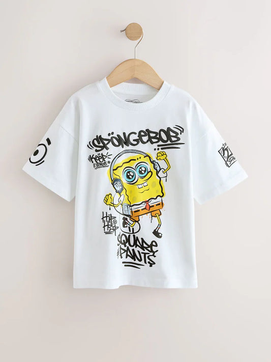 White Graffiti Spongebob T-Shirt (3-16yrs)