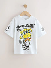 White Graffiti Spongebob T-Shirt (3-16yrs)