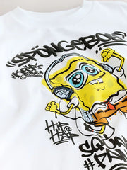 White Graffiti Spongebob T-Shirt (3-16yrs)