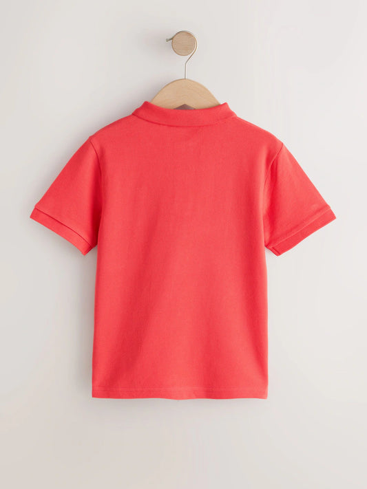 Coral Red Sign Off Short Sleeve Polo Shirt (3-16yrs)