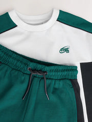 Green/White/Navy Colourblock Short Sleeve T-Shirt and Shorts Set (3-16yrs)