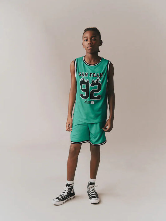 Bright Green Basketball Tank & Shorts Set (3-16yrs)
