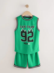 Bright Green Basketball Tank & Shorts Set (3-16yrs)