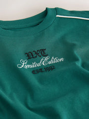 Green Piping Short Sleeve Graphic T-Shirt (3-16yrs)