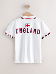 White England Football Polo Shirt (3-16yrs)