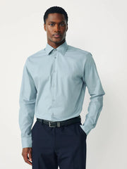 Seafoam Green Slim Fit Cotton Stretch Long Sleeve Formal Shirt