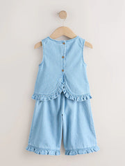 Fruit Embroidered Denim Top & Trousers Set (3mths-7yrs)