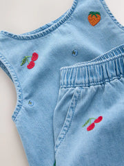 Fruit Embroidered Denim Top & Trousers Set (3mths-7yrs)