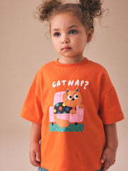 Orange Cat Short Sleeve T-Shirt (3mths-7yrs)