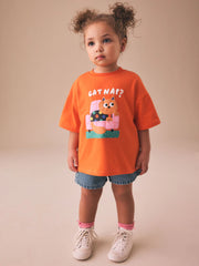Orange Cat Short Sleeve T-Shirt (3mths-7yrs)