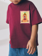 Burgundy Capybara Short Sleeve T-Shirt (3mths-7yrs)
