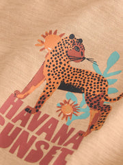 Tan Cheetah Havana Sunset Short Sleeve Back Print T-Shirt (3mths-7yrs)