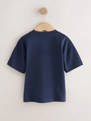 Navy Blue I love snacks Slogan Short Sleeve Small Graphic T-Shirt (3mths-8yrs)