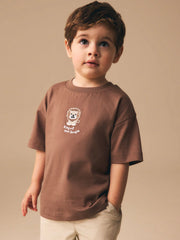 Chocolate Brown Lion Short Sleeve Small Graphic T-Shirt (3mths-7yrs)