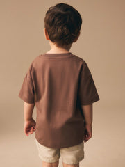 Chocolate Brown Lion Short Sleeve Small Graphic T-Shirt (3mths-7yrs)