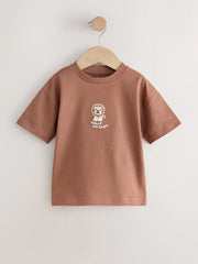 Chocolate Brown Lion Short Sleeve Small Graphic T-Shirt (3mths-7yrs)