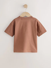Chocolate Brown Lion Short Sleeve Small Graphic T-Shirt (3mths-7yrs)