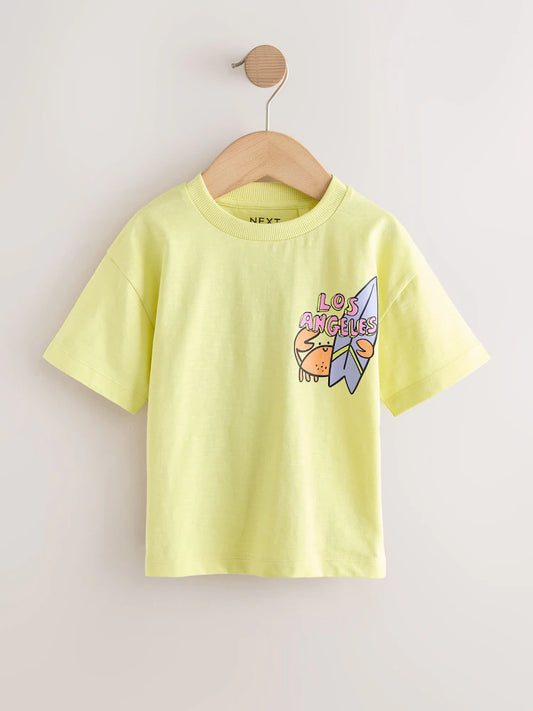 Yellow LA Surf Short Sleeve Graphic T-Shirts 3 Pack (3mths-7yrs)