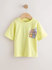 Yellow LA Surf Short Sleeve Graphic T-Shirts 3 Pack (3mths-7yrs)