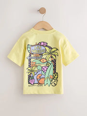 Yellow LA Surf Short Sleeve Graphic T-Shirts 3 Pack (3mths-7yrs)