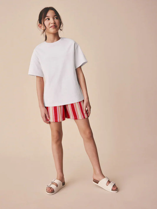 Red/Pink Stripe Textured Shorts (3-16yrs)