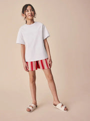 Red/Pink Stripe Textured Shorts (3-16yrs)