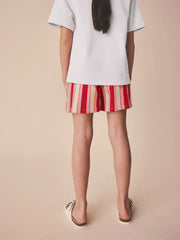 Red/Pink Stripe Textured Shorts (3-16yrs)