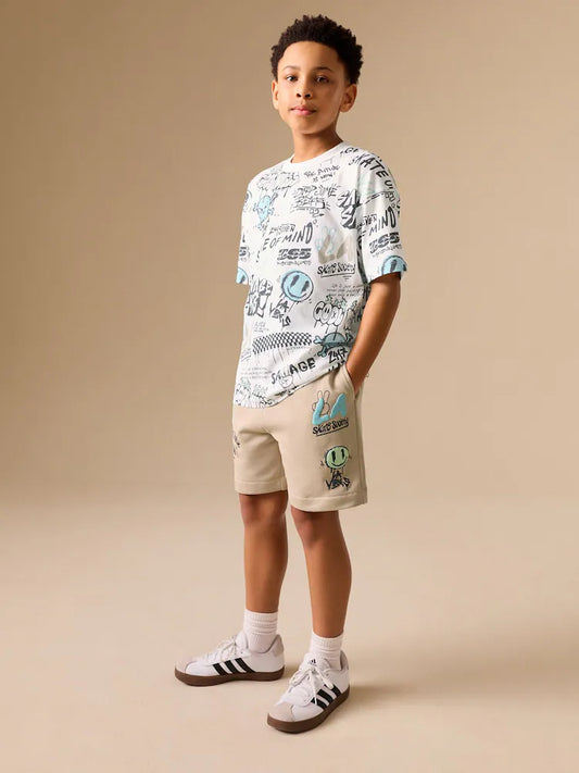 Stone Short Sleeve T-Shirt and Shorts Set (3-16yrs)