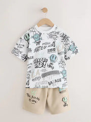 Stone Short Sleeve T-Shirt and Shorts Set (3-16yrs)