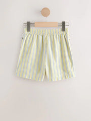 Lemon Yellow Stripe Crochet Flower Pullon Shorts (3-16yrs)