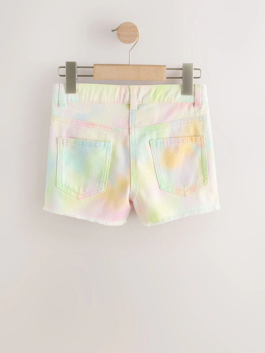 Multi Rainbow Ombre Regular Length Frayed Edge Denim Shorts (3-16yrs)
