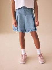 Light Blue Denim Pleated Denim Skirt (3-16yrs)