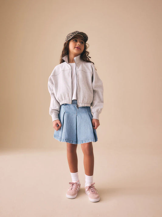 Light Blue Denim Pleated Denim Skirt (3-16yrs)