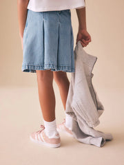 Light Blue Denim Pleated Denim Skirt (3-16yrs)