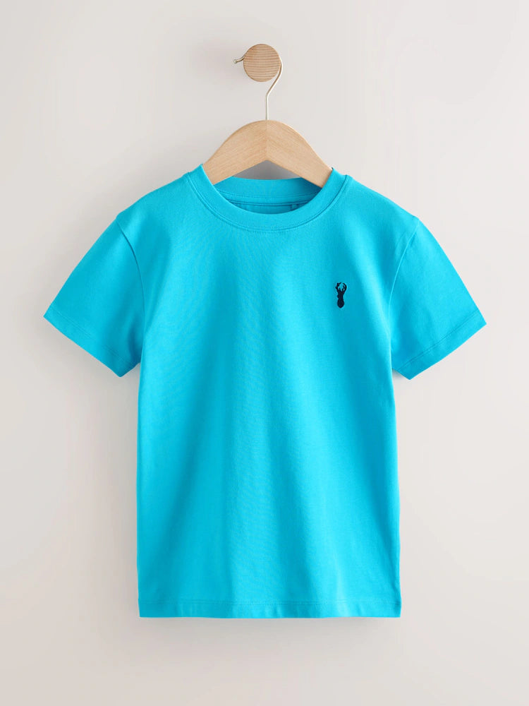 Aqua Blue Stag Regular Fit Short Sleeve T-Shirt (3-16yrs)
