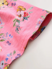 Pink Floral Short Sleeve Jersey Dress (3-16yrs)